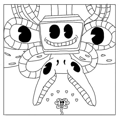 mega flowey colouring picture.